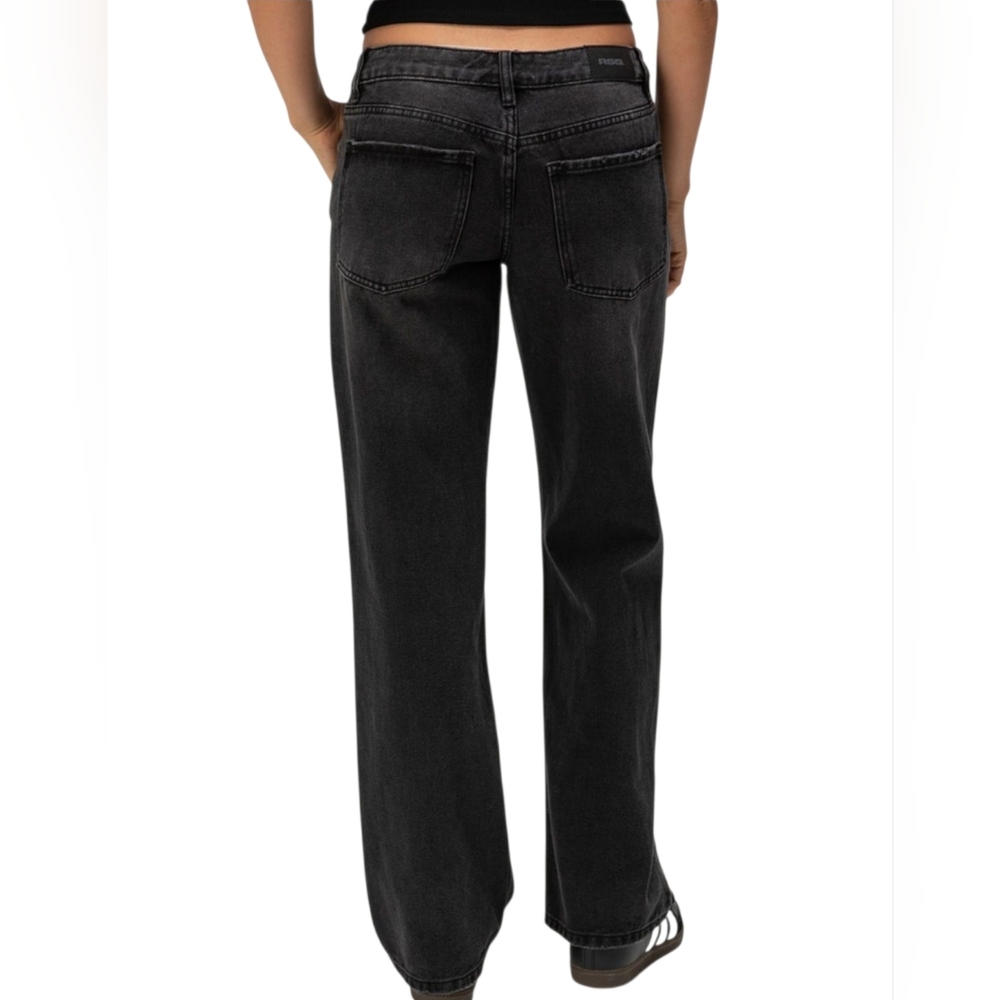 RSQ Women's Low‎ Rise Loose Straight Denim Jeans Size 33 Black - Picture 6 of 9